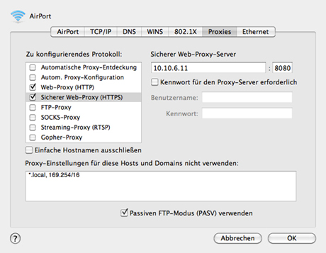 OSX Einstellungen