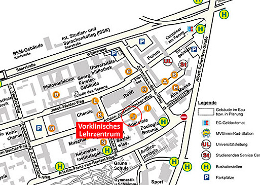 Lageplan Vorklinisches Lehrzentrum
