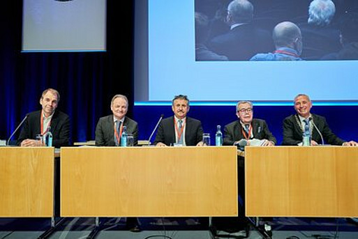 Vorstand DGCH (v.l.n.r: Prof. Dr. Jens Werner, Prof. Dr. Andreas Seekamp, Prof. Dr. Dr. Michael Ehrenfeld, Prof. Dr. Hans-Joachim Meyer, Prof. Dr. Hauke Lang)