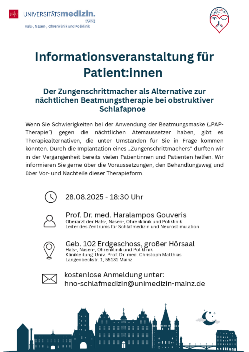 Informationsveranstaltung f. Patient:innen