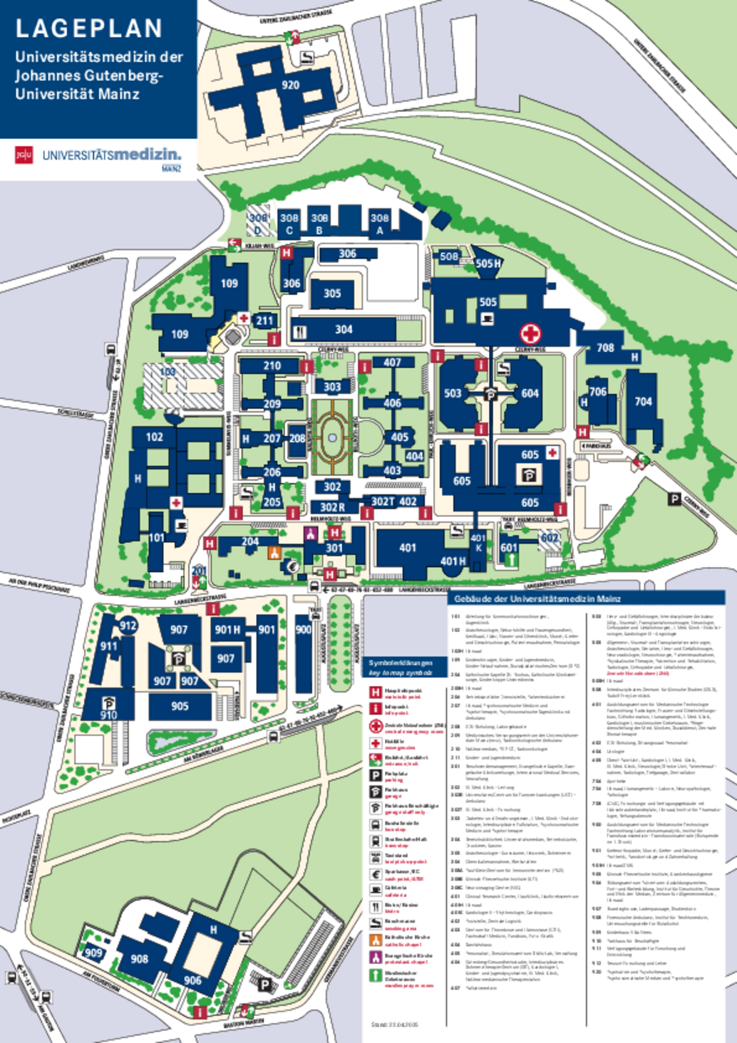 Lageplan Kerngelände (einseitig, mit integrierter Legende)