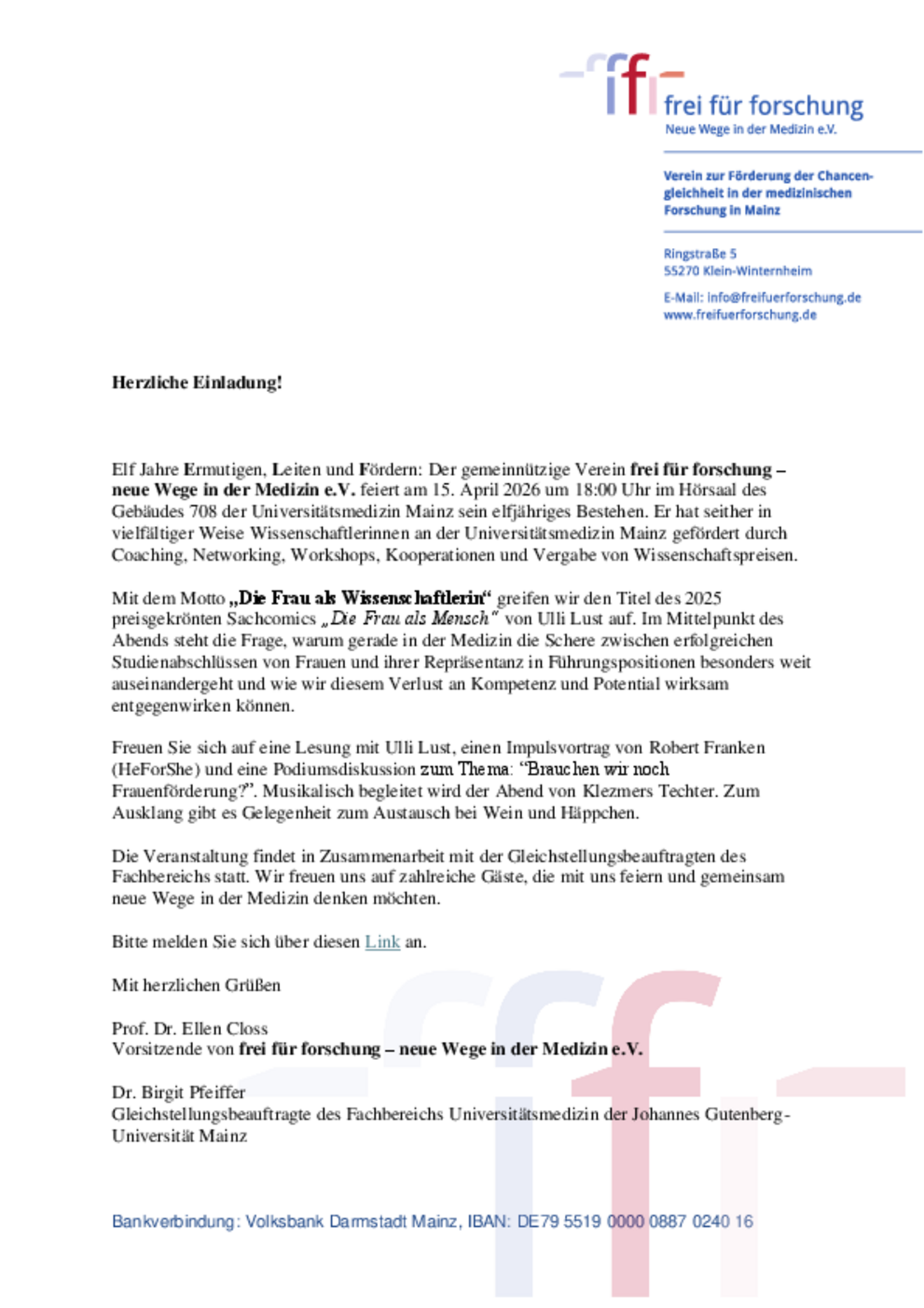 Jubiläumsveranstaltung des Verein fff
