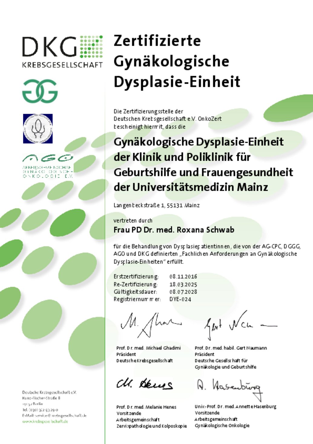 zertifizierte dysplasie Zentrum RLP
