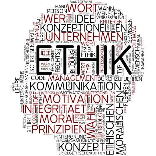 Graphik mit Begriffen aus der Ethik