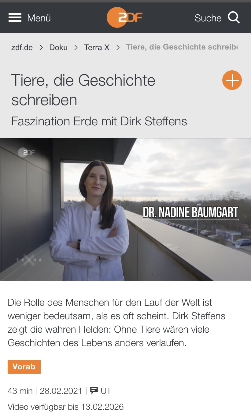 TARC in der ZDF-Dokumentation „Terra X – Tiere, die Geschichte schreiben“